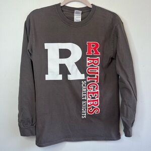 Rutgers Gray Scarlet Knights Long Sleeve Tee Shirt Size S Small